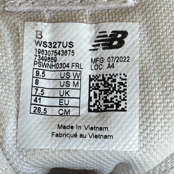 New Balance 327 Linen Sea Salt Gum Sole Low Chunky Sneaker Shoe Size 9.5 - Picture 17 of 17